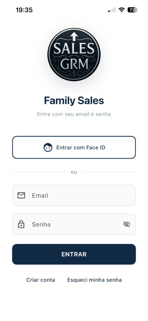 Family Sales app home screen