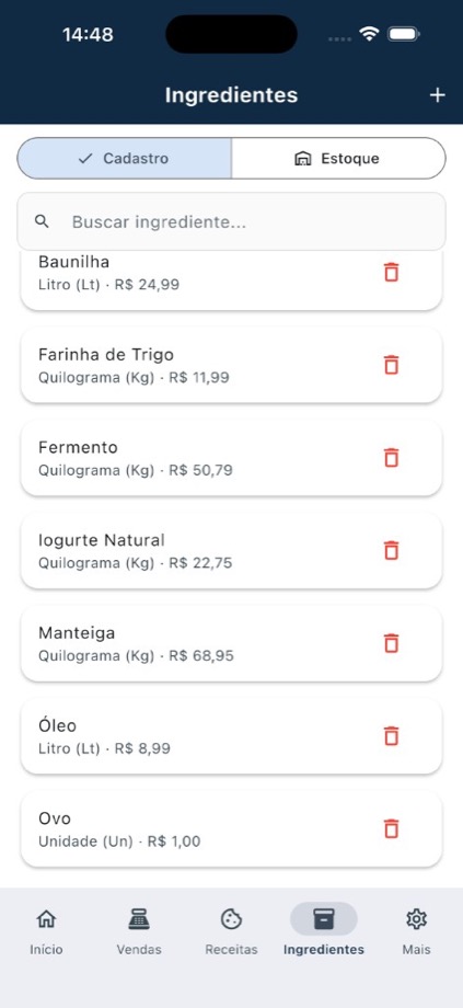 Ingredientes no Grm Precifica